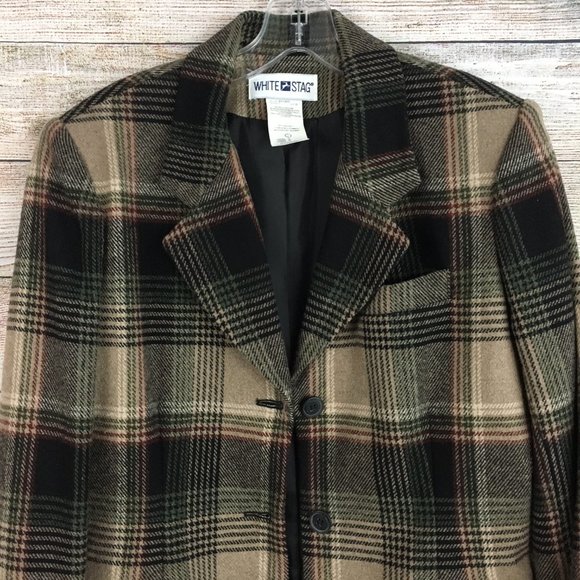 VTG White Stag Blazer Jacket Plaid Wool Blend - Picture 3 of 11